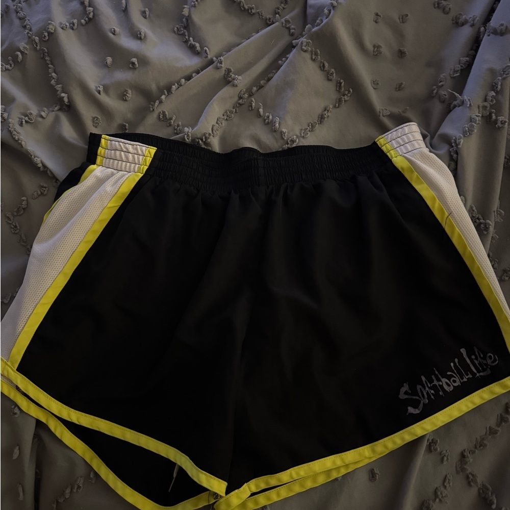 Women's Black and Yellow Shorts
